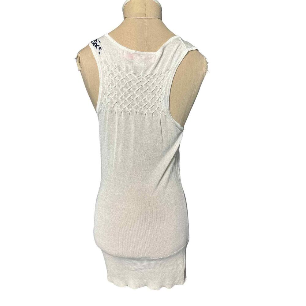 Cynthia Steffe White Embroidered Sleeveless Tunic Mini Dress Size Small - Picture 3 of 4